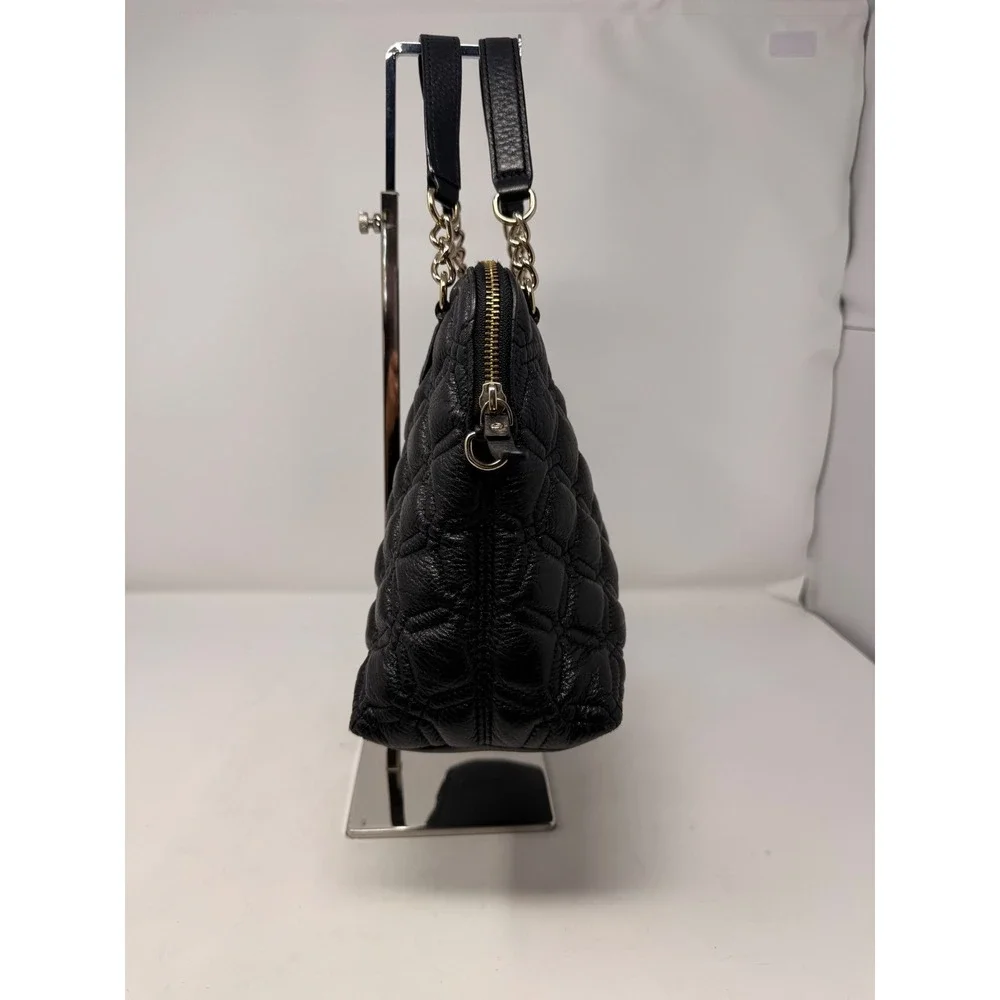 Kate Spade Satchel Black Quilted Leather Shoulder Bag Designer Chic Luxury